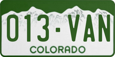 CO license plate 013VAN
