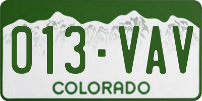 CO license plate 013VAV