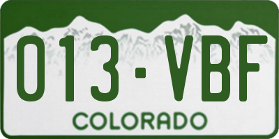 CO license plate 013VBF