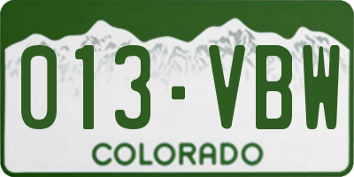 CO license plate 013VBW