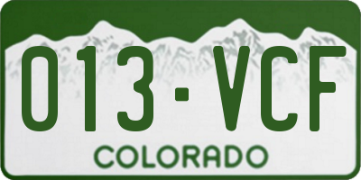 CO license plate 013VCF