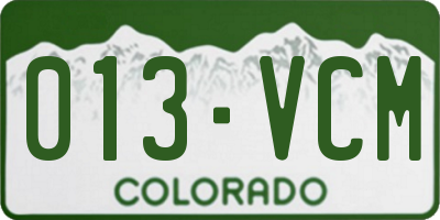 CO license plate 013VCM