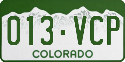 CO license plate 013VCP
