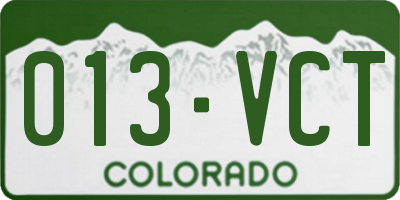 CO license plate 013VCT