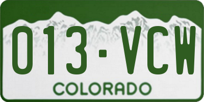 CO license plate 013VCW