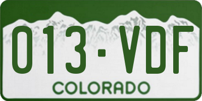 CO license plate 013VDF
