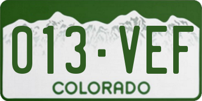 CO license plate 013VEF