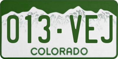 CO license plate 013VEJ