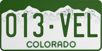 CO license plate 013VEL
