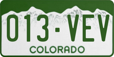 CO license plate 013VEV