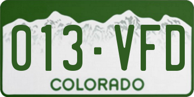 CO license plate 013VFD