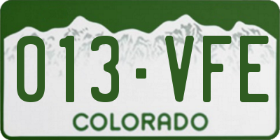 CO license plate 013VFE