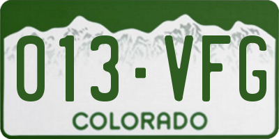 CO license plate 013VFG