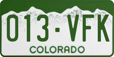 CO license plate 013VFK