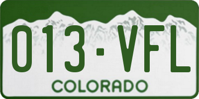 CO license plate 013VFL