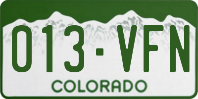 CO license plate 013VFN