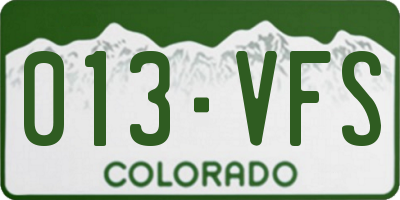 CO license plate 013VFS