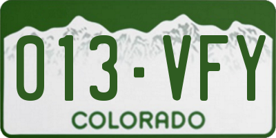 CO license plate 013VFY