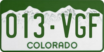 CO license plate 013VGF