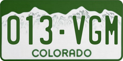 CO license plate 013VGM