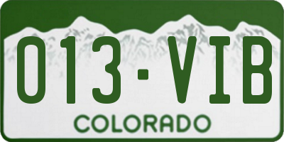 CO license plate 013VIB