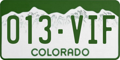 CO license plate 013VIF