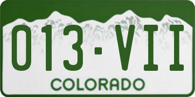 CO license plate 013VII