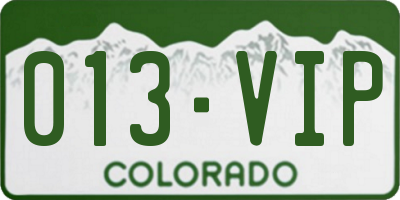 CO license plate 013VIP