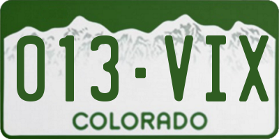 CO license plate 013VIX