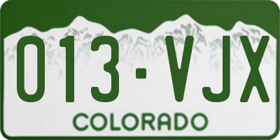 CO license plate 013VJX