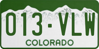 CO license plate 013VLW