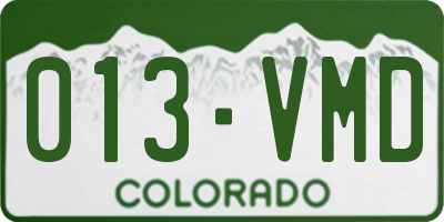 CO license plate 013VMD