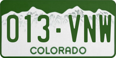 CO license plate 013VNW