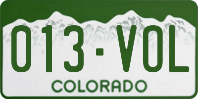 CO license plate 013VOL