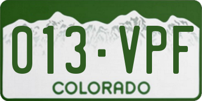 CO license plate 013VPF