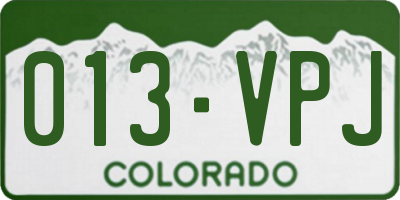 CO license plate 013VPJ