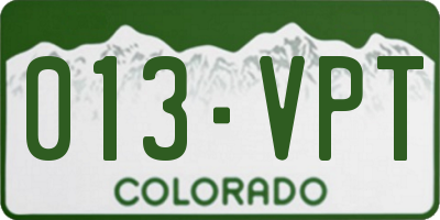 CO license plate 013VPT
