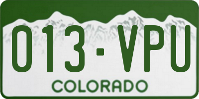 CO license plate 013VPU