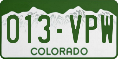 CO license plate 013VPW