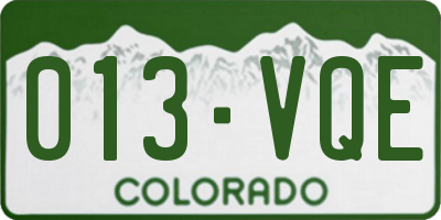 CO license plate 013VQE