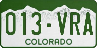 CO license plate 013VRA