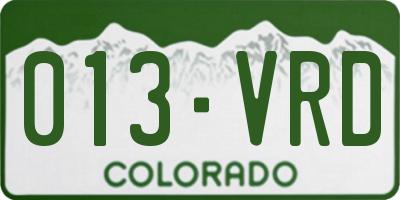 CO license plate 013VRD