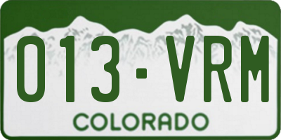 CO license plate 013VRM