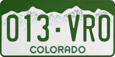 CO license plate 013VRO