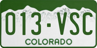 CO license plate 013VSC