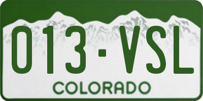 CO license plate 013VSL