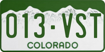 CO license plate 013VST