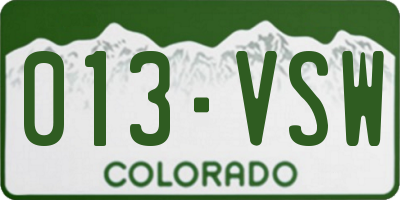 CO license plate 013VSW