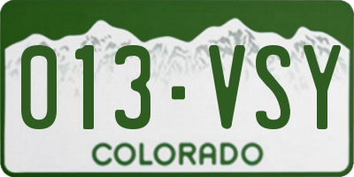 CO license plate 013VSY