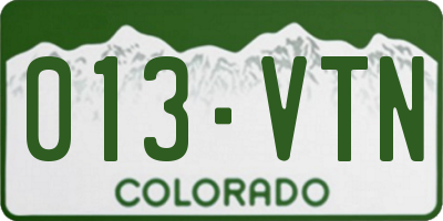 CO license plate 013VTN